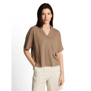 Tom Tailor Damesmode polo structuur bruin 1050475 Tom Tailor Damesmode polo structuur bruin 1050475